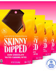 SkinnyDipped Dark Chocolate Salted Caramel Bites 2g Sugar per Piece Keto Friendly No Palm Oil Gluten Free 4 Pack