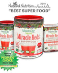 MacroLife Naturals Miracle Reds Superfood Supplement Powder Antioxidants Polyphenols Enzymes Probiotics - Raw Non-GMO Organic Vegan Gluten & Dairy Free - 12 Packet Servings