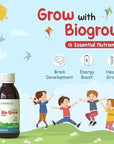 Nutrifactor's BioGrow: A Complete Multivitamins Formula for Kids to Promote Height Growth & Healthy Development - 13 Essential Nutrients to Support Kids' Growth and Development (120ml)