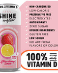 ShineWater Vitamin D Hydration Electrolyte Drink Strawberry Lemon 12 Pack Sugar Free Naturally Flavored Water Magnesium Zinc Vitamin B12 Folic Acid Plant Based Antioxidants Low Calorie