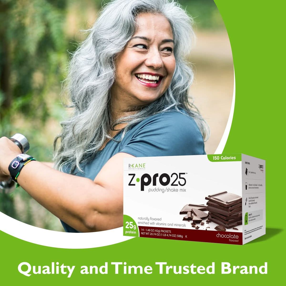 RKane Nutritionals ZPro Chocolate Protein Drink Mix  High Protein Low Calorie Low Fat Shake and Pudding Mix Meal Replacement OntheGo Packets  Breakfast Boost  25g Protein  14 Packets ZPro25