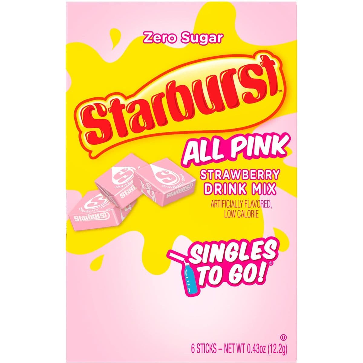 Starburst Singles To Go Powdered Drink Mix All Pink Strawberry 3 Boxes with 6 Packets Each  18 Total Servings SugarFree Drink Powder Just Add Water 6 count Pack of 3