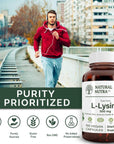 Natural Nutra L Lysine HCl, Promotes Bone Health and Growth, Improve Calcium Absorption, Non-GMO, Vegan, 500 mg, 100 Capsules.