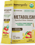 BareOrganics OnTheGo Metabolism Superfood Water Enhancer Organic Water Enhancer Lemon Flavored Water Set of 5 Packets