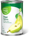 Amazon Fresh Brand Canned Pear Halves in Pear Juice from Concentrate 15 Oz Previously Happy Belly Packaging May Vary