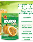 Zuko Passion Fruit Instant Powder Drink  Family Pack  No Sugar Needed  Vitamin C  141 Ounce Pack of 2