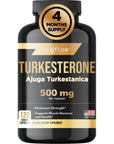 Turkesterone - 500 mg (Ajuga Turkestanica Extract Std. to 10% Turkesterone) Similar to Ecdysterone - Promotes Strength, Endurance, Muscle Growth - Highly Bioavailable & Plant Based - 4 Months Supply