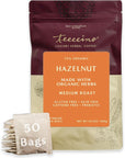 Teeccino Hazelnut Roasted Herbal Tea  Caffeine Free Prebiotic 3x More Herbs  50 Tagless EcoFriendly Tea Bags