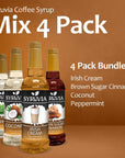 Syruvia Coffee Syrup Variety Pack Irish Cream Brown Sugar Cinnamon Coconut and Peppermint  GlutenFree Kosher 254 fl oz Bottles  Elevate Your Coffee Experience