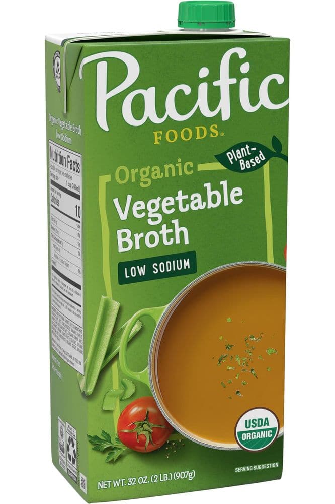 Pacific Foods Low Sodium Organic Vegetable Broth, 32 oz Carton (Case of 12)