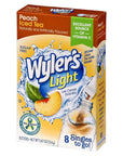 Wylers Light Singles To Go Powder Packets Water Drink Mix Peach Iced Tea 8 Packets per Box 24 total Packets Pack of 3