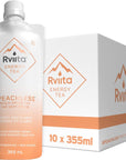 Rviita Energy Tea  Peach Premium Energy Drink Clean Natural Ingredients 141mg Caffeine LowCalorie LowSugar Readytodrink 12oz x 10Pack