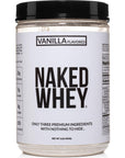 Naked Vanilla Whey Protein 1LB - Only 3 Ingredients, All Natural Grass Fed Whey Protein Powder + Vanilla + Coconut Sugar- GMO-Free, Soy Free, Gluten Free. Aid Muscle Growth & Recovery - 12 Servings