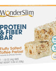 WonderSlim Protein & Fiber Bar, Salted Toffee Pretzel, 15g Protein, 7g Fiber, Gluten Free (7ct)