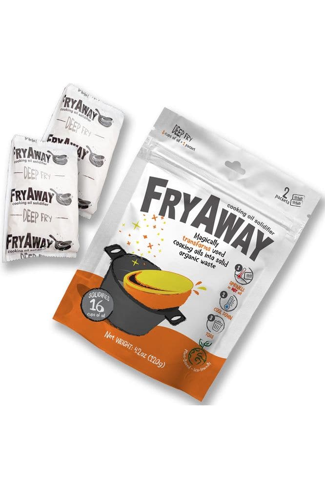 FryAway Deep Fry Cooking Oil Solidifier, Solidifies up to 16 Cups - Plant-Based Fry Away Powder, Hardener that Turns Used Oil to Hard Oil and Organic Waste - Easy to Use, Made in the USA