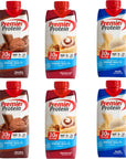 Protein Shake Variety 6 Pack  2 each of 3 Flavors which include Chocolate Cinnamon Roll and Vanilla packaged in a box for customer convenience and customer satisfaction