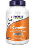 NOW Supplements, L-Carnitine 1,000 mg, Purest Form, Amino Acid, Fitness Support*, 100 Tablets