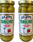 Old South Tomolives Pickled Green Tomatoes 2 Pack 16 oz each bundled with 4 count Laras Gourmet Passion coasters