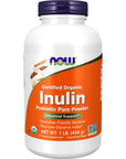 NOW Supplements, Inulin Prebiotic Pure Powder, Certified Organic, Non-GMO Project Verified, Intestinal Support*, 1-Pound