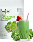 Sunfood Superfoods Supergreens and Protein Powder with Probiotics