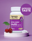 Renzo's Picky Eater Kids Multivitamin with Iron, Dissolvable Multivitamin for Kids, Sugar Free Cherry Flavored (60 Melty Tabs)