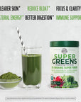 Country Farms Super Greens Natural Flavor 50 Organic Super Foods USDA Organic Drink Mix Fruits Vegetables Super Greens Mushrooms  Probiotics Supports Energy 20 Servings 106 Oz