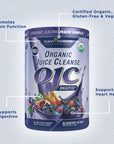 OJC Blueberry Detox by Purity Products  Certified Organic Juice Cleanse  Organic Super Fruits Probiotics  4 Grams Organic Psyllium Fiber  Gluten Free Vegan  300 Grams