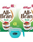 Kelloggs AllBran Buds Cereal 22 Ounce Box Pack of 2 with By The Cup Cereal Bowl