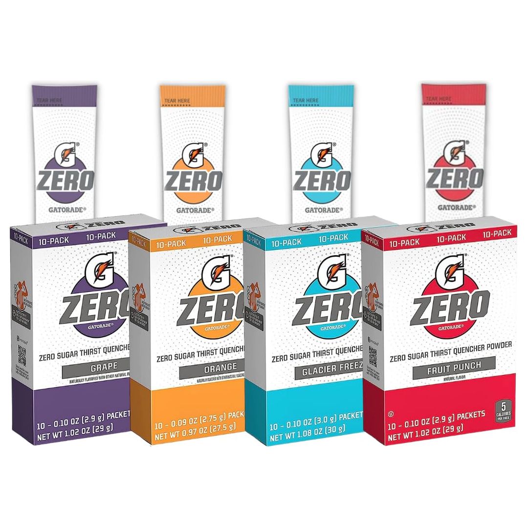 Gatorade G Zero Powder  Individual Packets Variety Pack Assorted Flavors  40 Packets