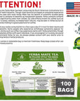 Herbal Hermit Yerba Mate Tea with 100 tea bags Natural Organic Yerba Matte Rich in Chlorophyll Antioxidants and Vitamins Made in USA