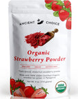 Ancient Choice  Strawberry Powder 4 ounces  USDA Organic  Freeze Dried  NonGMO  Milk  Baking  Hiking  Vegan Superfood  Vegetarian  Smoothie  Fiber  Prebiotic  Prepping  Keto  Paleo