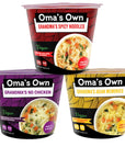 Omas Own Organic Instant Rice Ramen Style Noodle Cups Healthy High Protein Plantbased Vegan Vegetarian Gluten Free No MSG Product of USA Variety Pack 12 Count