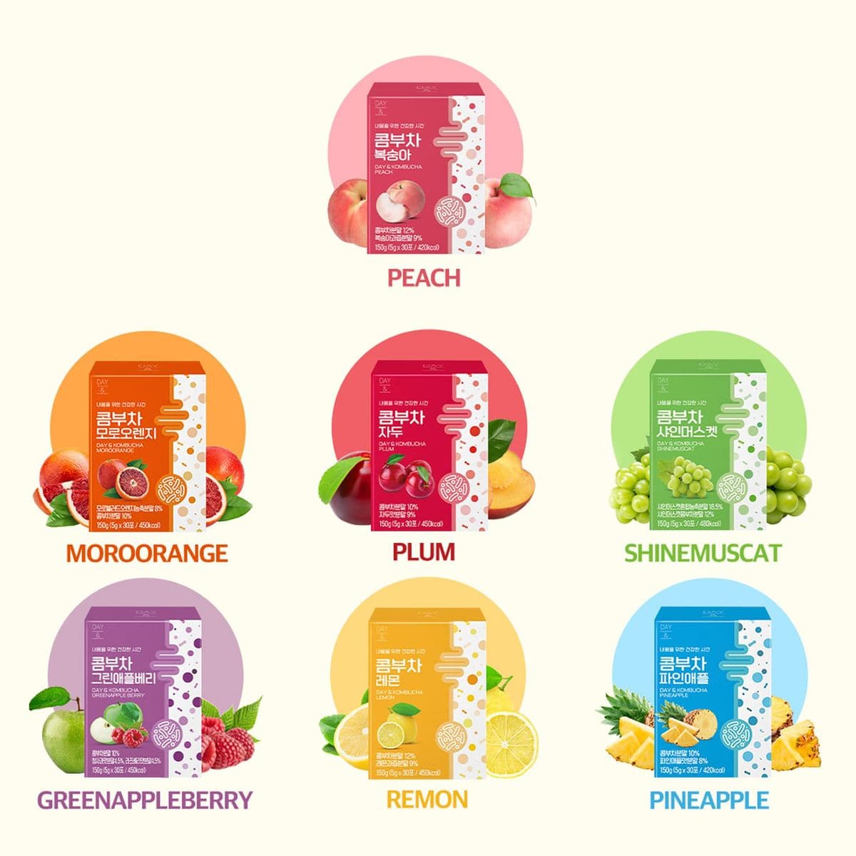 Kombucha Powder Tea Pack Korean Healthy Beverage Juice  Korean Tea Drink Zero Sugar Sparkling Fermented Probiotics  Prebiotics 10 sticks Green Apple Berry