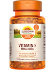 Sundown Vitamin E 400 IU Softgels, Supports Immune And Antioxidant Health, 100 Count