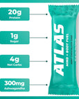 Atlas Protein Bar 20g Protein 1g Sugar Clean Ingredients Gluten Free Mint Chocolate Chip 12 Count Pack of 1