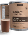 Nutrient Survival Protein Shake Creamy Chocolate Whey Protein Powder Freeze Dried Prepper Supplies  Emergency Food 40 Nutrients Gluten Free Shelf Stable Up to 25 Years One Can15 Servings