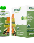 Sprout Organic Baby Food, Stage 2 Pouches, Carrot & Chickpea Plant Powered Protein, 3.5 Oz Purees (Pack of 12)