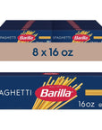 Barilla Spaghetti Pasta, 16 oz. Box (Pack of 8) - Non-GMO Pasta Made with Durum Wheat Semolina - Kosher Certified Pasta