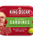 King Oscar Brisling Sardines in Extra Virgin Olive Oil 375Ounce Cans Pack of 4