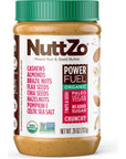 Organic Power Fuel Crunchy Nut Butter by NuttZo | 7 Nuts & Seeds Blend, Paleo, Non-GMO, Gluten-Free, Vegan, Kosher | 1g Sugar, 6g Protein | 26oz Jar