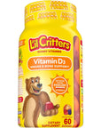 L’il Critters Vitamin D3 Daily Gummy Supplement for Kids, for Immune & Bone Support, Peach and Berry Flavors, 60 Gummies