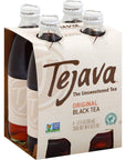 Tejava Original Unsweetened Black Iced Tea 4 Pack 12oz Glass Bottles NonGMO Kosher No Sugar or Sweeteners No calories No Preservatives Brewed in Small Batches