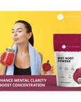 Kate Naturals Beet Root Powder for Baking & Smoothies (8 oz) USDA Organic Beetroot Powder & Nitric Oxide Supplement for Increase Energy & Stamina Pre Workout. Gluten Free Organic Beet Powder