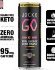 Jocko GO Energy Drink - KETO, Vitamin B12, Vitamin B6, Electrolytes, L Theanine, Magnesium- All Natural Energy Boost, Sugar Free Nootropic Monk Fruit Blend - 12 Pack (Pink Lemonade)