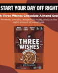 Three Wishes Granola Chocolate Almond 4Pack  Gluten Free Granola 6g Protein  3g Sugar Healthy Breakfast  OntheGo Snack  Vegan Kosher  GrainFree