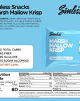 Sinless Snacks Marsh Mallow Krisp - Perfect Keto Snacks - Delicious Gluten Free Low Carb Snacks - Marshmallow Keto Cereal Bars - Low Sugar Snack - Only 1g Sugar - 9g Protein - 2g Net-Carbs - 8 Pack