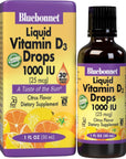 BlueBonnet Liquid Vitamin D3 Drops 1000 IU, Citrus, Transparent, Scented, 1 Fl Oz