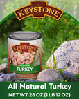 Keystone Meats All Natural Canned Turkey 28 Ounce Long Term Shelf Life Emergency Survival Food Canned Meat  Fully Cooked Ready to Eat  All White Meat No Carbs Gluten Free Family Pack of 6