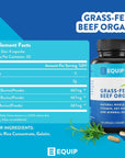 Equip Foods Grass-Fed Beef Organs - Grass Fed Beef Organ Supplement - Support Heart, Kidney & Spleen Health, Detox & Digestion, Vitality & Metabolism - Hormone, Antibiotic and GMO Free - 120 Capsules