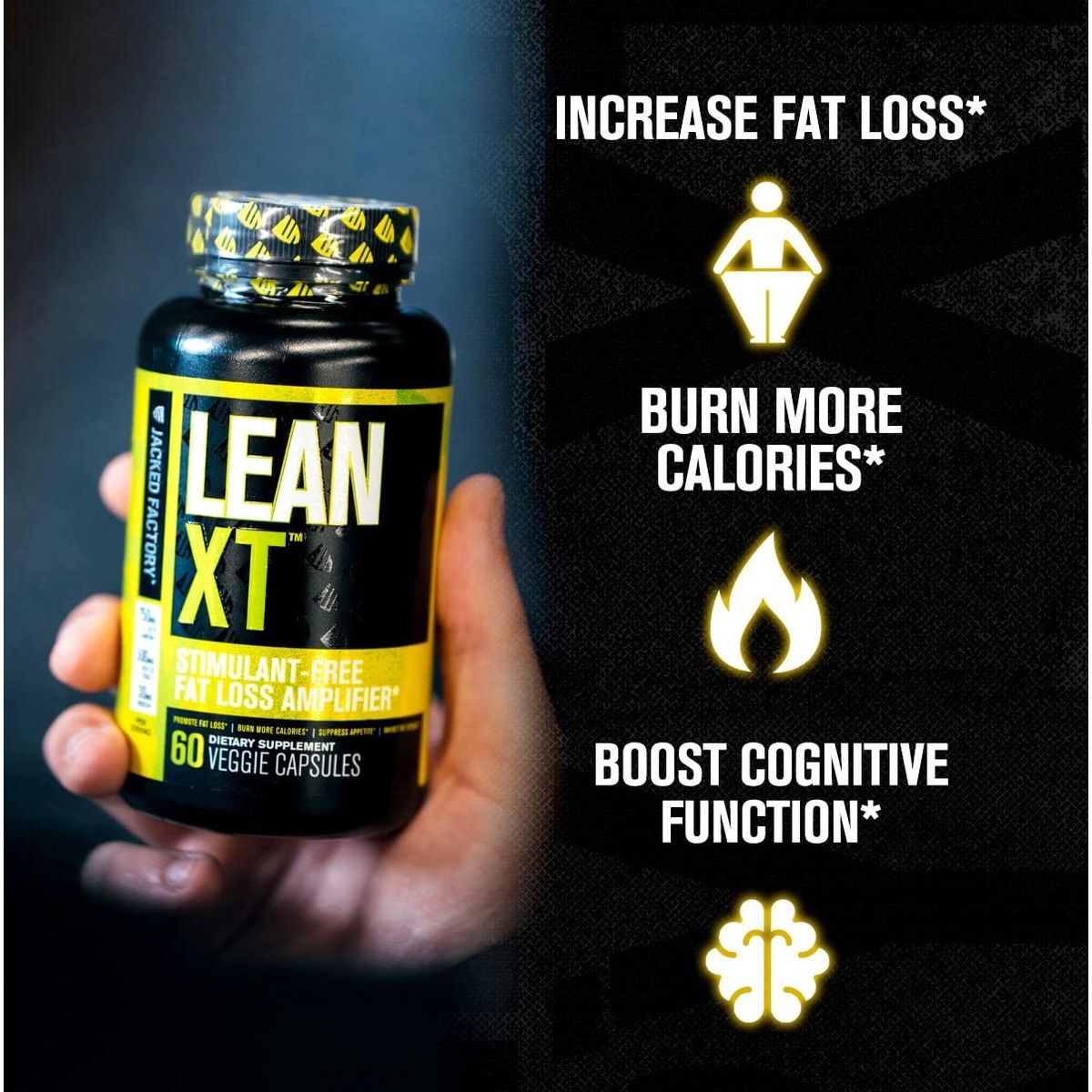 Lean-XT Caffeine Free Fat Burner - Non Stim Weight Loss Supplement, Appetite Suppressant, &amp; Metabolism Booster with Acetyl L-Carnitine, Green Tea Extract, &amp; Forskolin - 60 Natural Diet Pills